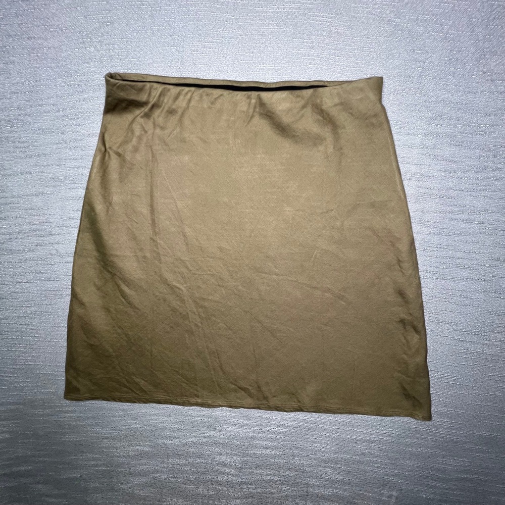 Anthropologie Olive Green Linen Blend Mini Skirt Size L OB2207430